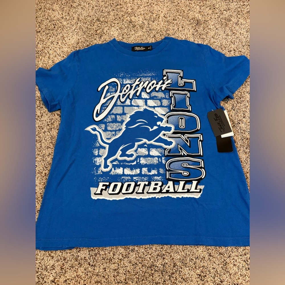 NWT Women’s Junk Food Detroit Lions Brick Vintage Tee Blue - Size Small